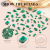 Picture of 3220Pcs Emerald Green Glass Nail Rhinestones 120Pcs Multi Shapes Flatback Nail Gems +3100Pcs 1.5-4mm Round Crystal with Rhinestones Glue Gel, Manicure Nail Charms Diamond Gemstones for Nail Art