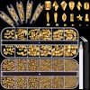 Picture of 3220Pcs Mineral Gold Glass Nail Rhinestones 120Pcs Multi Shapes Flatback Gems Crystal + 3100Pcs 1.5-4mm Round Beads, Manicure Diomand Jewelry Gemstones for Nail Design Makeup Acrylic Nails Decoration