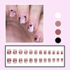 Picture of 24Pcs Pink Valentines Day Press on Nails Short Square Fake Nails Black Heart Wave Point Star Full Cover Glue on Nails Purple French Tip False Nails Cute Artificial Stick on Nails for Women Girls