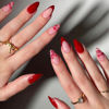 Picture of 24Pcs Valentines Day Press on Nails Medium Almond Fake Nails French Tip Acrylic Nails Full Cover Red False Nails Sexy Lip Glue on Nails Stiletto Stick on Nails for Women Valentines Nails Decoration