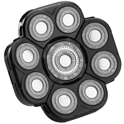 Picture of FOXSONIC Upgraded 9 Blades Body Head Shaver Replacement Heads for Head Shaver,Many Brands 9 Blades Replacement Shaver Head Blade 9 Heads Beard Electric Razor Shaver Head for Blad Men