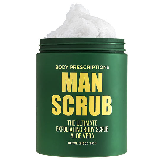 Picture of Body Prescriptions Body Scrub for Men- Ultimate Exfoliating Scrub Infused with Aloe Vera, Men’s Body Wash in Jar with Twist Top, 21 oz, For All Skin Types