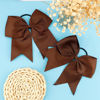 Picture of Large Cheer Bows for Cheerleaders Hair Bows for Girls Softball Hair Bows Teen Girls College Sports Elastic Ponytail Holder School Cheerleading Hair Accessories 8 Inch Bows for Girls 2 Pcs Brown