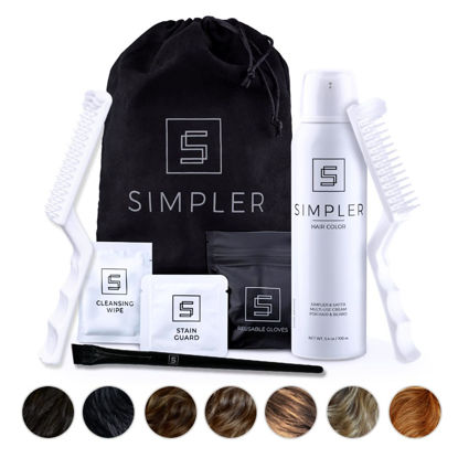 Picture of Simpler Hair Color Brown Black Mustache and Beard Upgraded Brush Kit with 3 Brushes Included for Precision Application - Gentle, Simple, and Reusable Beard Color for Men