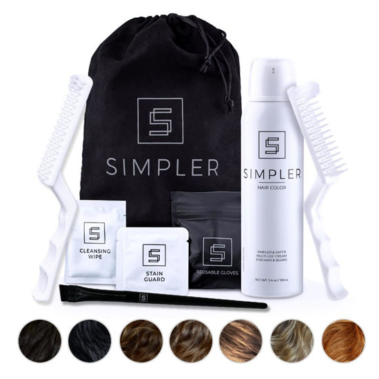 Picture of Simpler Hair Color Brown Black Mustache and Beard Upgraded Brush Kit with 3 Brushes Included for Precision Application - Gentle, Simple, and Reusable Beard Color for Men
