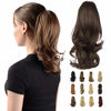 Picture of SOFEIYAN 13" Ponytail Extension Long Curly Ponytail Clip in Claw Hair Extension Natural Looking Synthetic Hairpiece for Women, Brown & Light Auburn Mixed