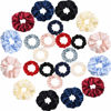 Picture of 24 Pieces Satin Hair Scrunchies Silk Elastic Hair Bands Skinny Hair Ties Ropes Ponytail Holder for Women Girls Hair Accessories Decorations (Elegant Colors, Plain Pattern)