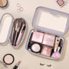 Picture of Soimeat Travel Clear Makeup Bag with Makeup Brush Bag, Leather Makeup Case Toiletry Bag, Portable Cosmetic Bag Case, Transparent Waterproof Cosmetic Organizer Storage Bag for Women, Purple