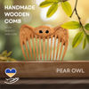 Picture of Handmade Wooden Hair Comb for Women Eco-Friendly Natural Wood Detangling Comb Gentle on Hair and Scalp Perfect for Thick Curly or Fine Hair Sustainable Beauty Hair Care Tool (Pear Owl)