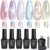 Picture of Beetles Cat Eye Gel Nail Polish Set, 6 Colors Jelly Pink Translucent Pastel Blue Green Purple Light Lucite Collection Sheer Gel Polish Soak Off LED Nail DIY Art Salon at Home Gifts for Women