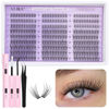 Picture of ALICE Natural Lash Clusters Kit Wispy Lash Extension Kit Thin Band Cluster Eyelash Extension Kit 270pcs C Curl 10-14mm Individual Lashes with Lash Glue Bond and Seal Self Application at Home
