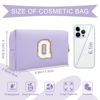 Picture of Personalized Makeup Bag Initial A-Z Preppy Patch Bag,Small PU Leather Travel Cosmetic Bag Pouch with Zipper,Purple Cute Toiletry Bag,Gift Ideal for Teen Girls Women Birthday Friend Mom,Latter Q