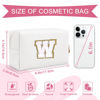 Picture of Small Personalized Initial A-Z Preppy Patch Makeup Bag,White PU Chenille Letter Travel Cosmetic Pouch with Zipper,Cute Toiletry Bag,Gift Ideal for Teen Girls Women Teacher Bridesmaid,Letter W