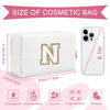 Picture of Small Personalized Initial A-Z Preppy Patch Makeup Bag,White PU Chenille Letter Travel Cosmetic Pouch with Zipper,Cute Toiletry Bag,Gift Ideal for Teen Girls Women Teacher Bridesmaid,Letter N