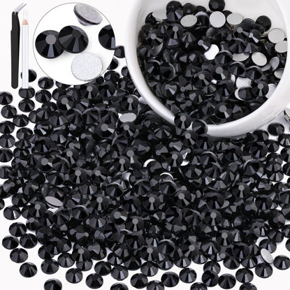 Picture of 600PCS SS30/6mm Crystal Rhinestones (Jet Black), Bedazzling Flatback Glass Rhinestones for Crafting DIY Nail Art Makeup Decoration, Gems Diomand Charms for Tumbler Shoes Clothing Mug