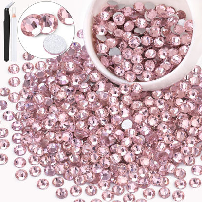 Picture of 600PCS SS30/6mm Crystal Rhinestones (Light Pink), Bedazzling Flatback Glass Rhinestones for Crafting DIY Nail Art Makeup Decoration, Gems Diomand Charms for Tumbler Shoes Clothing Mug