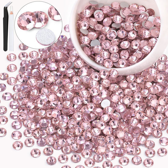 Picture of 600PCS SS30/6mm Crystal Rhinestones (Light Pink), Bedazzling Flatback Glass Rhinestones for Crafting DIY Nail Art Makeup Decoration, Gems Diomand Charms for Tumbler Shoes Clothing Mug