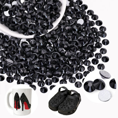 Picture of 400PCS SS30/6mm Crystal Rhinestones (Jet Black), Bedazzling Flatback Glass Rhinestones for Crafting DIY Nail Art Makeup Decoration, Gems Diomand Charms for Tumbler Shoes Clothing Mug