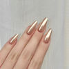 Picture of Gold Press on Nails Medium Almond Fake Nails Chrome Metallic False Nails Press ons with Designs Glossy Full Cover Acrylic Glue on Nails Cute Artificial Stick on Nails for Women Manicure 24Pcs