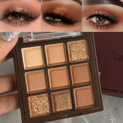 Picture of AMY'S DIARY Rose Gold Dark Brown Colorful neutral Eyeshadow Palette Makeup,9Color Matte Shimmer Natural Smokey Eye Eyeshadow palettes Highly Pigmented Neutral Long Lasting Waterproof