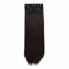 Picture of REECHO Multi-Length 20" 22" 24" Long Straight Synthetic 4 PCS Set Thick Clip in on Hair Extensions Dark Brown