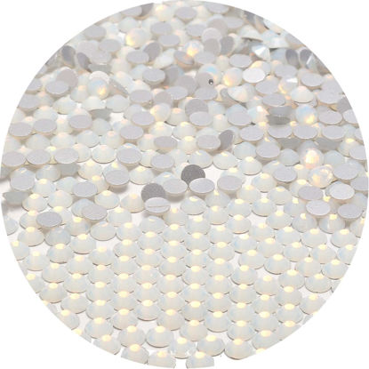 Picture of NCB 3000pcs Flatback Round Glass Nail Art Rhinestones Crystal for DIY Making Accessories Shoes, Clothes, Face Art, Bags, Manicure (White Opal, SS3 3000pcs)
