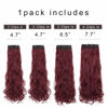 Picture of REECHO 24" Long Thick Curly Wavy Clip in on Hair Extensions 4 Pieces Set Burgundy