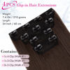 Picture of REECHO 24" Long Straight Thick Clip in on Hair Extensions 4 Pieces Set Chocolate Deep Brown