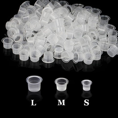 Picture of Tattoo Ink Cap, Urknall 300pcs Tattoo Ink Cups Pigment Caps Disposable Ink Caps for Tattooing Plastic Tattoo Cups Caps Mixed for Tattoo Supplies