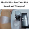 Picture of Go Ho Cream-Blendable Silver Face Paint (1.06 oz),Waterproof Metallic Silver Face Paint Stick for Halloween Cosplay SFX Makeup,Sweatproof Silver Eye Black Stick for Sports