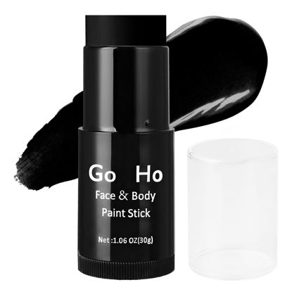 Picture of Go Ho Cream-Blendable Black Face Paint Stick (1.06 oz),Full-coverage Black Face Body Paint for Adult Children Halloween Cosplay Skull Zombie Vampire Skeleton SFX Makeup,Waterproof Eye Black Stick