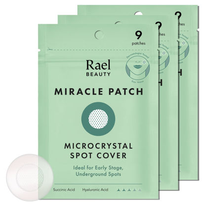 Picture of Rael Pimple Patches, Miracle Microcrystal Spot Cover - Hydrocolloid Acne Patch with Tea Tree Oil, Early Stage Zits and Blemish, Korean Skin Care, Vegan, Cruelty Free (27 Count)