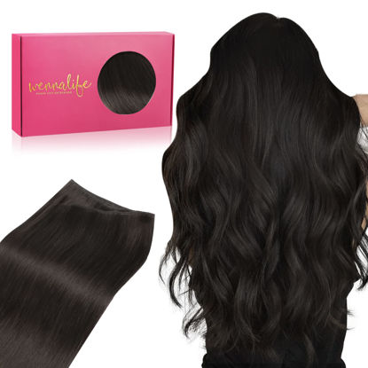 Picture of WENNALIFE Sew in Hair Extensions Real Human Hair, 22 Inch 110g Natural Black Machine Weft Hair Extensions Human Hair Hand Tied Weft Hair Extensions Sew In