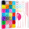 Picture of 28 Colored Rubber Bands for Hair, 1500 Pcs Small Girls Hair Ties Elastic Hair Ties Hair Rubber Bands with 6 Hair Styling Tools Colorful Hair Accessories for Girls Baby Toddlers Kids