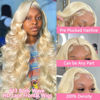 Picture of 220% Density 13x6 613 Blonde Lace Front Wig Human Hair Body Wave Blonde Lace Front Wigs Human Hair HD Lace Frontal Wigs Human Hair Pre Plucked with Baby Hair Glueless Wigs For Women 26 Inch