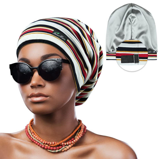 Picture of Hair Cap,Adjustable Silk Satin Lined Sleeping Hat for Women