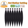 Picture of Pre Stretched Braiding Hair 8 Packs 36 Inch Natural Black Color Long Professional Hair for Braiding Twist Braids Itch Free Hot Water Setting Yaki Straight Synthetic Hair Extensions (#1B)