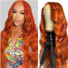 Picture of Taiill Orange Ginger Lace Front Wigs Human Hair Body Wave 13x4 HD Lace Frontal Wigs Human Hair Colored Wigs for Women (30 inch, Orange Ginger)