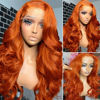 Picture of Taiill Orange Ginger Lace Front Wigs Human Hair Body Wave 13x4 HD Lace Frontal Wigs Human Hair Colored Wigs for Women (30 inch, Orange Ginger)
