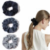 Picture of Silk Satin Scrunchies Women Hair Ties - Ivyu Big Scrunchy Ponytail Holder No Crease Hair Bands Soft Elastic No Hurt Your Hair for Vsco Girl Women Blue