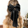 Picture of Silky Satin Women's Hair Bows with Long Tail Bowknot for Hair Clips, Accessories and Gifts (Black)