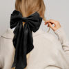 Picture of Silky Satin Women's Hair Bows with Long Tail Bowknot for Hair Clips, Accessories and Gifts (Black)