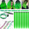 Picture of TOFAFA 22 inch Colored Hair Extensions Straight Hairpiece, Multi-colors Fashion Party Highlights Clip in Synthetic Hair Extensions for Women Kids Girls Christmas Party Cosplay Gift(10 PCS Green)