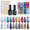 Picture of Beetles Nail Foil Art Kit, 20 Pcs Nail Foils Transfer with 30ml Nail Foil Glue Gel for Nails - Metal Holographic Leopard Stickers Gels Nail Polish Set LED Lamp Required Soak Off Manicure Nails Art DIY