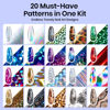 Picture of Beetles Nail Foil Art Kit, 20 Pcs Nail Foils Transfer with 30ml Nail Foil Glue Gel for Nails - Metal Holographic Leopard Stickers Gels Nail Polish Set LED Lamp Required Soak Off Manicure Nails Art DIY