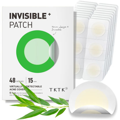 Picture of TKTK Pimple Patches, 15 mm Invisible Acne Patches for Face with Salicylic Acid, 0.01cm Extra Thin Outer Edge, Hydrocolloid Zit Patch for Pustule, Whitehead, Cystic Acne Spot, 48 Count