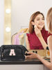 Picture of Telena Makeup Bag Large Capacity Travel Cosmetic Bags Double Layer Portable Make Up Bag for Women Black-A
