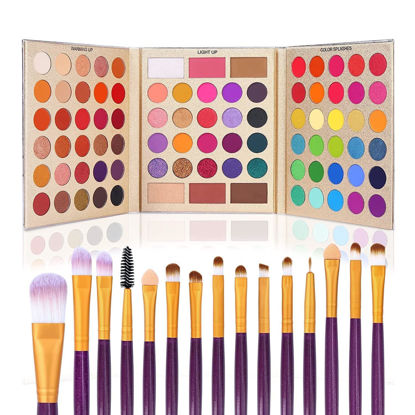 Picture of UCANBE Makeup Eyeshadow Palette + 15Pcs Brush Set, Pigmented 86 Colors Make Up Pallet with Brushes, Matte Shimmer Glitter Palettes Valentine's Day Gift, Eye Shadow Highlighter Contour Blush Beauty Kit