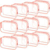 Picture of Weewooday 12 Pieces Clear Cosmetics Bag PVC Zippered Clear Toiletry Carry Pouch Cosmetic Makeup Bag Waterproof Makeup Bag Vinyl Plastic Organizer Case for Vacation Bathroom(Large,Pink)