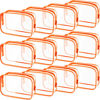 Picture of Weewooday 12 Pieces Clear Cosmetics Bag PVC Zippered Clear Toiletry Carry Pouch Cosmetic Makeup Bag Waterproof Makeup Bag Vinyl Plastic Organizer Case for Vacation Bathroom(Large,Orange)
